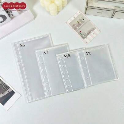 10/20/30/50 pièces Pages intérieures transparentes A6/A7/M5/A8, Inserts d'album photo recto-verso, Pochettes, Recharges de livre d'autocollants, Matériau PP de haute qualité, Convient pour les cartes photos d'idoles, cartes postales, cartes à échanger, photos, cartes d'étudiant, stockage de documents, fournitures de bureau, agendas, etc.
