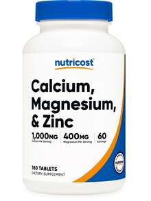 Nutricost Calcium, Magnesium & Zinc Tablets 1,415 Mg, 180 Tablets - Vitamin / Mineral Blend Supplement, 60 Servings - Gluten Free, Non-GMO | Calcium, Magnesium, Zinc, Mineral Blend, Non-GMO, Gluten Free, Lab Tested, Premium Quality - Khác - Xem 1