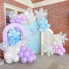 Blue Purple Frozen Balloons, 50/100/150/200pcs - 12 Inch Balloons Metallic Purple Blue Purple Latex Balloons Snowflake Silver Confetti Balloons For Birthday Wedding Anniversary Bridal Shower Graduation Baptism Gender Reveal Winter Woodland Frozen Party New Year Decorations - Blue and Purple Snowflake Sequins - View 3