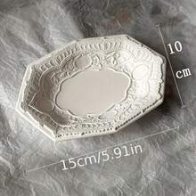 1个优雅欧式珠宝展示托盘，石膏压纹设计 - 非常适合摆放戒指、耳环和项链，也是摄影道具和家居装饰的理想之选，珠宝托盘 - 彩色 - 查看 12