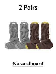 1 Pair Women's Japanese Style Layered Socks, Knitted Grey Tall Socks With Black Lace Trim, Slim Fit, Suitable For Spring/Autumn JK Uniform, Warm For Winter - Step On the Leg Cover - View 14