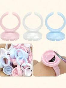 50/100/200PCS Glue Rings Lash Rings For Glue, Pigment Rings For Eyelash Extensions Eyelash Glue Holder Lash Glue Ring Smart Disposable Cups Pink - 彩色 - 查看 2