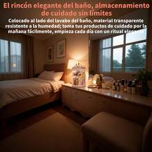 1 pieza organizador de maquillaje transparente de plástico, 6 estantes ajustables, rotación suave, para encimera del baño - transparente - Ver 5