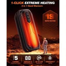 Rechargeable Hand Warmers 2 Pack - 6000mAh AI Handwarmers With Flashlight 5 Level, 20Hrs Long Lasting, 2 In 1 Portable Heater, Women/Men/Camping/Hunting - Black - View 2