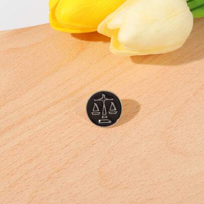 Libra Brooch Horizontal Metal Badge Creative Black Geometric Waist Pin