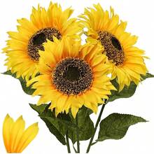 CZ Large Sunflowers Artificial Flowers 8 Full Bloom Long Stem Artificial Sunflower 33 Tall Sun Flowers Giant Silk Sunflowers With Stem Fake Sunflower Floral Arrangement For Home Wedding Decoration-6325 - 83件 - 查看 1