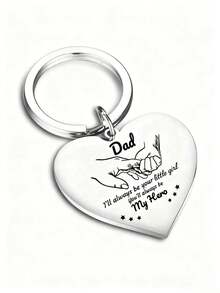 1pc To Dad Heart Shaped Hand In Hand Stainless Steel Keychain Gifts For Father's Day Birthday Gifts From Son Or Daughter - Silver - View 3