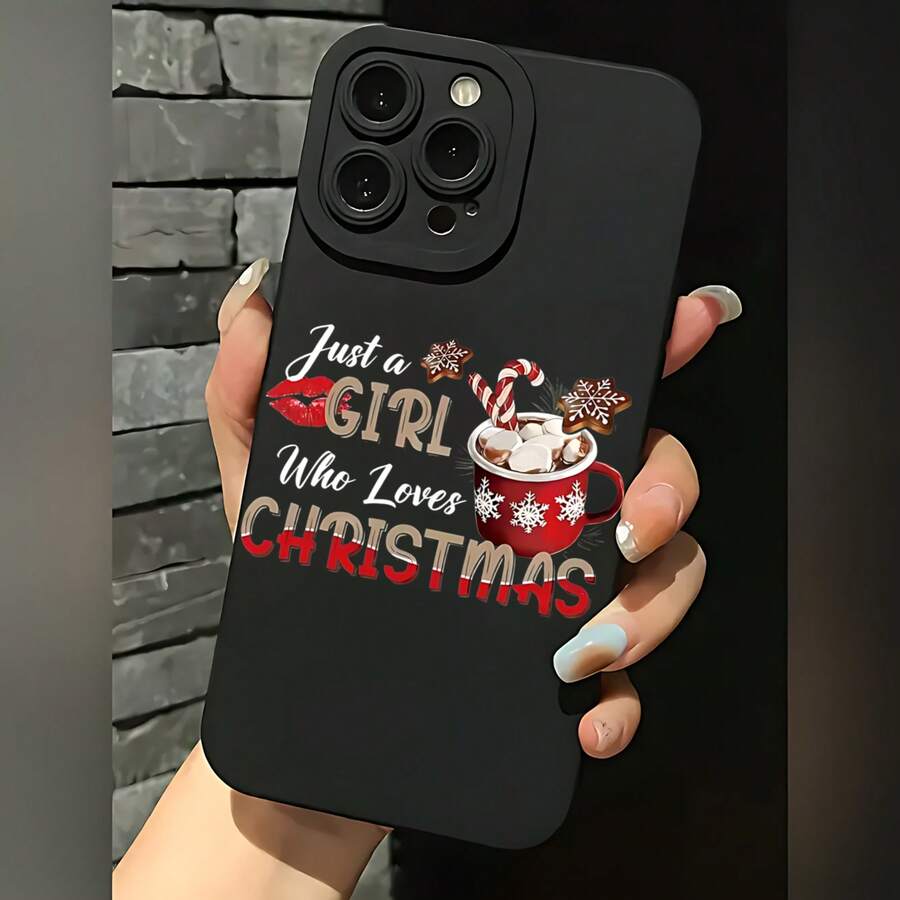2026 Nueva Funda Mate para Teléfono, Funda para Teléfono Solo una Chica que Amaba la Navidad con Diseño de Chocolate Caliente y Bastón de Caramelo para iPhone 17 14 13 12 11 Pro Max Galaxy S23 S22 S21 S20 Plus Funda para Pareja Regalo de Novio Novia Regalo de Vacaciones - Negro - Ver 1