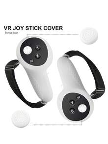 1 套 Meta Quest 3 VR 头显硅胶保护套 + 2 个控制器硅胶套 + 2 个摇杆帽，Oculus Quest 3 VR 配件，防摔、防尘、防刮，提升游戏操作手感和体验 - 白色 - 查看 6