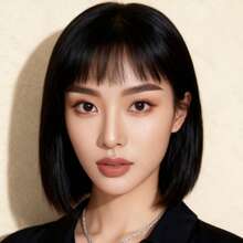 New Bobo Hairstyle Wig, Air Bangs Elegant Cosplay Short Straight Hair Full Wig Set - Black - View 10