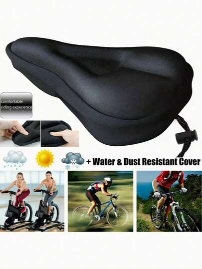 1件装3D透气加厚凝胶自行车座套，硅胶泡沫凝胶鞍垫配件，适用于山地车，防水、防尘、防滑、透气骑行座垫，山地车，凝胶材质，户外骑行，加厚垫，加固缝线，凝胶座垫，骑行者