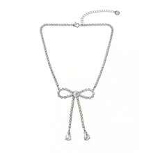 Steve Madden Faux Stone Rhinestone Bow Statement Necklace |  | Women Pendant Necklaces - Pha lê/Rhodium - Xem 1