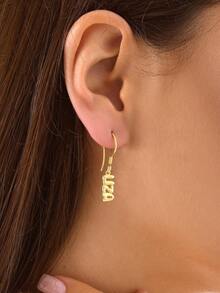 Customized Bubble Name Earrings, Personalized Bubble Name Earrings, Bubble Jewelry Gift For Mother, Anniversary Earring Gift, Bubble Wedding Earrings - Gold - View 8