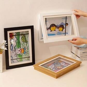 1pc A4 Magnetic Flip Cover Photo Frame, Suitable For Displaying Photos And Paintings, Convenient For Storage And Home Decor, Ideal For Valentine's Day And Birthday Gifts