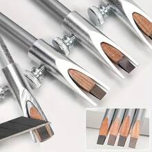1 Aluminum Handheld Eyebrow Pencil Sharpener |   Adjustable Wood Groove And Clamp, Precision Grinding, Suitable For Beginners And Professionals, Portable And Durable Design, Easy To Use, Metal Glossy Surface Treatment, With Wooden Components