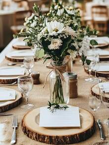 1pc Unfinished Natural Wood Slices With Bark, Wood Craft Kits, Round Crafts, Christmas Decorations, DIY Crafts With Bark For Rustic Wedding Crafts, Wood Slices, Craft Supplies, Wood, Log Slices, Wooden, Wood, Wedding, Christmas, Christmas Crafts, Crafts Supplies Adults, Arts And Crafts, DIY, Coasters, Wooden Toys, Wooden Decor, Wooden Toys, DIY Crafts - Beige - View 4