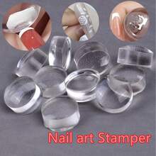 2/10Pcs Silicone Nail Art Stamper Replacement Heads 2.8cm Transfer Pattern Plate Nail Stamp Clear Stamping DIY Manicure Tools - Clear - View 2