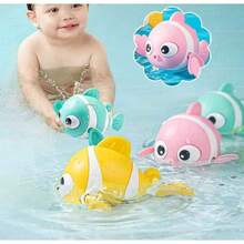 1pc Colorful Clockwork Clownfish Toy, Suitable For Baby Boys And Girls, Water Toy, Great For Bathing And Outdoor Play, Available In Pink, Blue, Yellow - Ideal Halloween And Christmas Gift, Suitable For Babies 12 Months And Up, Cute Crawling Fish, Suitable For Toddler Bath Time, Swimming Pool, Wading Pool, Beach Play, Children's Bath Toys, Children's Birthday Gifts, Holiday Essentials, Newborn Gifts, Baby Supplies, Sensory Toy