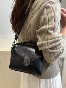 Bolsa Vintage Pequena com Fecho para Mulheres, Versátil e na Moda para Uso Diário - Preto - Visão 5