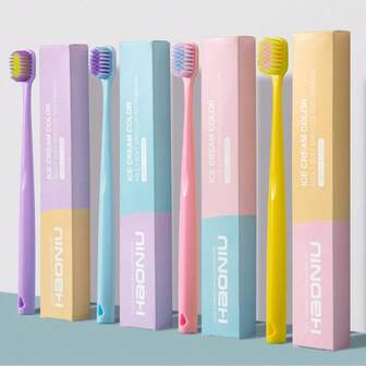 Soft Bristled Toothbrush, Adult Toothbrush, Couple Toothbrush, Individually Packaged, Portable For Travel, Suitable For Both Men And Women, Lightweight And Easy To Carry, Providing Additional Gum Protection For Sensitive Teeth. A Large Handle Soft Bristled Toothbrush That Can Easily Clean Multiple Teeth Simultaneously.