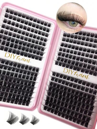 CMAYOME 384pcs Individual False Eyelashes, Eyelash Book, Cluster Eyelash Extensions, DIY Cluster Eyelash Extensions For Home Use