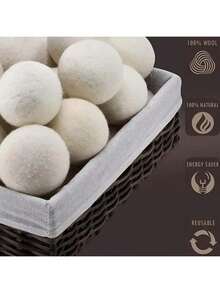 Wool Dryer Balls - Natural Fabric Softener, Reusable, Reduces Clothing Wrinkles And Saves Drying Time, Better Alternative To Plastic Balls And Liquid Softener, Washing Machine Accessories, DIY Felt Ball Pendant - White - View 7