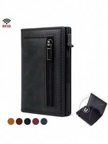 Magnetic Credit Card Holder, Men's Wallet, High-Quality Trifold, Anti-Theft, Ultra-Thin Minimalist Pop-Up Small Metal Wallet, Men's Magnetic Wallet, Men's Gift, Business Wallet, Travel Wallet, Card Holder, Wallet, ID Holder, Wallet Accessories, Card Case - Black - View 7