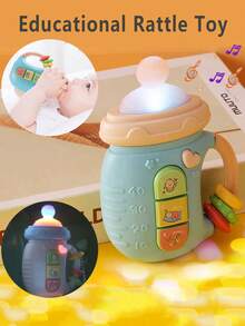 1pc Baby Pacifier Rattle Toy Educational With Light, Music And Sound For Soothing And Calming Infants, Newborns And Toddlers - Pink - View 3