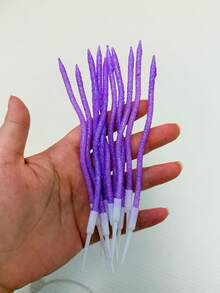 12支糖果色紫色闪光弧形生日周年纪念情人节求婚公主派对蛋糕装饰蜡烛 - 紫色 - 查看 3