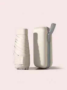 1 pieza Paraguas compacto con protección contra la lluvia y los rayos UV, paraguas de viaje portátil y mini con estuche, selección de primavera y verano, regalos para damas de honor, decoración de habitación, dormitorio, playa, viaje, para hombres, para mujeres, vacaciones - Albaricoque - Ver 12