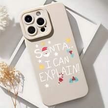 2026 nueva funda de teléfono mate, funda de teléfono Santa Puedo explicar diseño navideño con estrellas y acebo para iPhone 17 15 Pro Max 14 13 12 11  Galaxy S23 S22 S21 S20 S10 S9 S8 Plus, funda de teléfono linda para las fiestas, regalo de funda de teléfono para él y ella, regalo de Navidad - Blanco antiguo - Ver 6