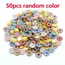 14毫米手工向日葵水钻，50颗/包，闪亮手工玻璃缝纫水晶装饰珠，扁平金色底座带孔宝石DIY配件，缝纫材料，水钻珠可用于装饰衣服、连衣裙、包包、鞋子、胸针、耳环、手工艺品。 - 無色 - 查看 11