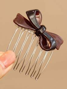 1pc Elegant Bow Hairpin Hair Clip Bun Maker Hair Accessory, Suitable For Eid, Mother's Day, Pride Month, Back To School, Easter, Holiday Gift, Hair Accessories, Combs, Side Comb - Multicolor - View 3