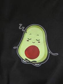 Tween Girl/Teens Cute Avocado Print Sleeveless Top And Shorts 2 Pieces Set, Summer - Black - View 4