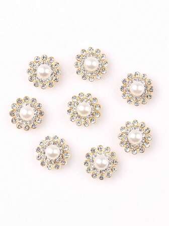 14毫米 10颗向日葵手工缝制水钻闪亮手工玻璃缝纫水晶装饰珠平底金色底座带孔宝石DIY配件针线材料缝纫石水钻珠用于装饰衣服、连衣裙、包包、鞋子、胸针、耳环、手工艺品