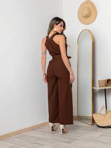 Tailored Jumpsuit M3094 - Rust Brown - View 4