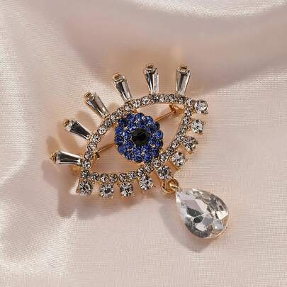 In Stock! Best-Selling Elegant Luxury Evil Eye Brooch - Sparkling Rhinestone Anti-Slip Safety Pin, Teardrop Crystal Flower Brooch Accessory. Suitable For Suit/Jacket/Sweater/Collar Decoration, An Ideal Gift For Her On Valentine's Day. Wholesale Supply, Limited-Time Special Offer, Great Value!