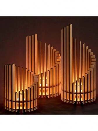 Gör-det-själv-ljusstake i trä - Kreativ ljusstake i trä, handgjord montering av heminredning, lämplig för jul, Halloween, nyår, kreativ julklapp, varm atmosfär (ljus ingår ej)