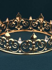 Diadema estilo vintage de corona de hierro, tocado real unisex con patrón de cruz de hierro y decoración de rhinestone, adecuado para actuaciones, disfraces, fiestas y otras ocasiones, coronas, tiara, corona de disfraz - Dorado - Ver 2