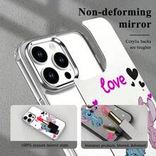 Miniso Disney Lilo & Stitch Phone Case, "Love" Themed Design With Stitch & Angel In Romantic Posefor IPhone 17/17 Pro/17 Pro Max/17 Air/16/15/14/13/12/11/X Series,Iphone 17 Pro Max Case,Iphone 17 Pro Case,Iphone 17 Case,Stocking Stuffers,The Girlfriend,The Chosen,Early Fall Fashion - Silver - View 4