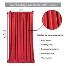 5ft X 7ft/8ft/10ft Wrinkle-Free Polyester Photography Backdrop Cloth, Suitable For Party, Wedding, Birthday Occasions - Red - View 10