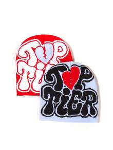 3顶Y2K系列顶级男女通用爱心字母针织帽，街头风骷髅帽，瑜伽帽，情侣针织帽，适合日常佩戴、户外运动，理想的冬季礼物装备 - TOP TIER - 查看 6