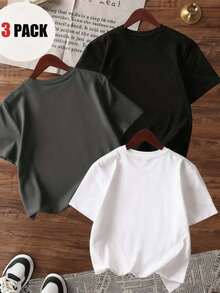 3 件套青少年男童“Italian Brainrot”图案印花圆领短袖 T 恤、夏季上衣 - 白色 - 查看 2