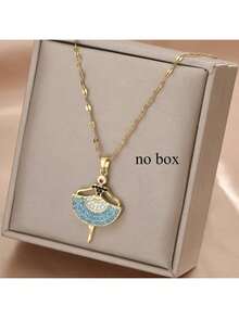 1件心形流苏吊坠项链，时尚独特设计，适合女性日常佩戴，也适合派对、聚会、音乐节等场合（OPP袋包装） - 金黃色 - 查看 8