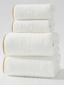 1 pieza/2 piezas Toalla de baño de felpa coral con ribete dorado de lujo, súper suave y absorbente, de secado rápido, sin pelusa, toalla de sauna, accesorio de baño de alta calidad, mejor regalo para la pareja