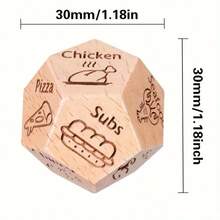 3 Pieces12-Sided Premium Natural Wooden Decision Dice Set - Romance & Laughter Boosting Couples Dice (Food Meal Choices + Movie Genre + Fun Activity Decider, Engraved Clear Patterns: Pizza/Chicken/Romance/Sci-Fi), Natural Wood Tone, Ideal Valentine's Day/Xmas/ Christmas/Birthday/Anniversary Gift For Couples/Married Pairs, Dinner Decision Dice For Date Night & Festive Party Game Supplies - Multicolor - View 4