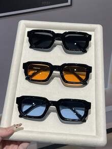 2-Piece Set - Retro Square Men's Fashion Glasses, Small Frame Fashion Glasses, Fashionable Decorative Glasses For Street Style, Daily Wear, Photography, Shopping, Cycling, Travel, Beach, Driving, Street, Vacation, Outdoor Activities. Perfect Gift For Birthday, Holiday, Party, Christmas - Multicolor - View 10