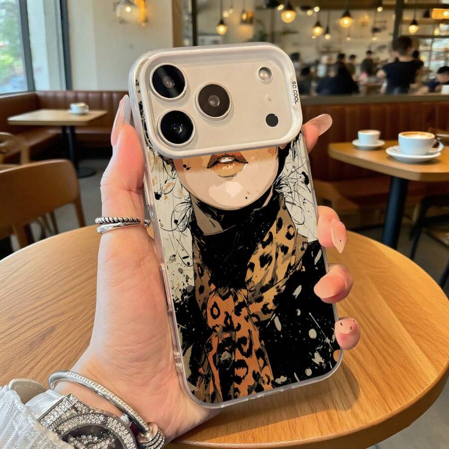 Funda de Teléfono Transparente con Diseño de Mujer y Estampado de Leopardo para 14 Pro Max 13 Pro Galaxy S23 Ultra S22 Plus, Regalo Ideal para Todas las Temporadas - Plateado - Ver 1