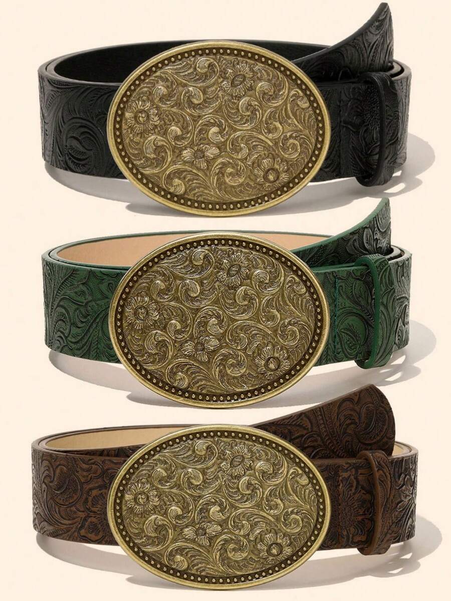 Hot Selling Bohemian Belt New Embossed Niche Retro Carved Buckle Personalized Belt Women's Versatile Spicy Shorts Fashionable - Multicolor - View 1