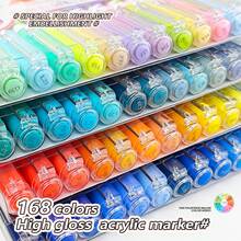 168-Colour Liquid Acrylic Gel Pen Set, 1.0 Hard Tip, High Colour Concentration, Gradient Colour Scheme, Suitable For Writing, Drawing, Doodling, And Use On Multiple Surfaces